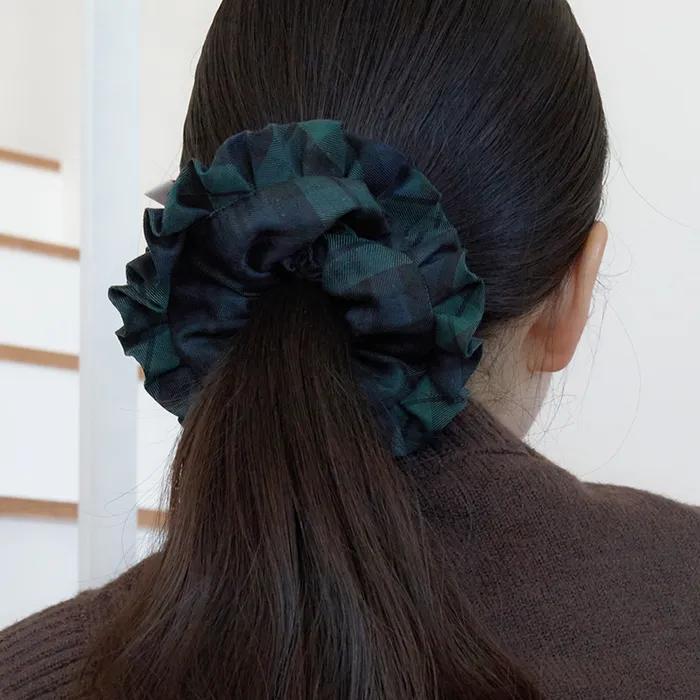 flannel check scrunchie (GREEN)