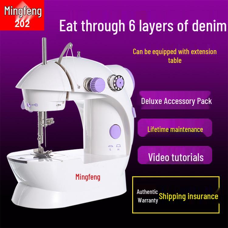 202 Electric Mini Desktop Sewing Machine with Micro Foot Pedal for Thick Fabrics