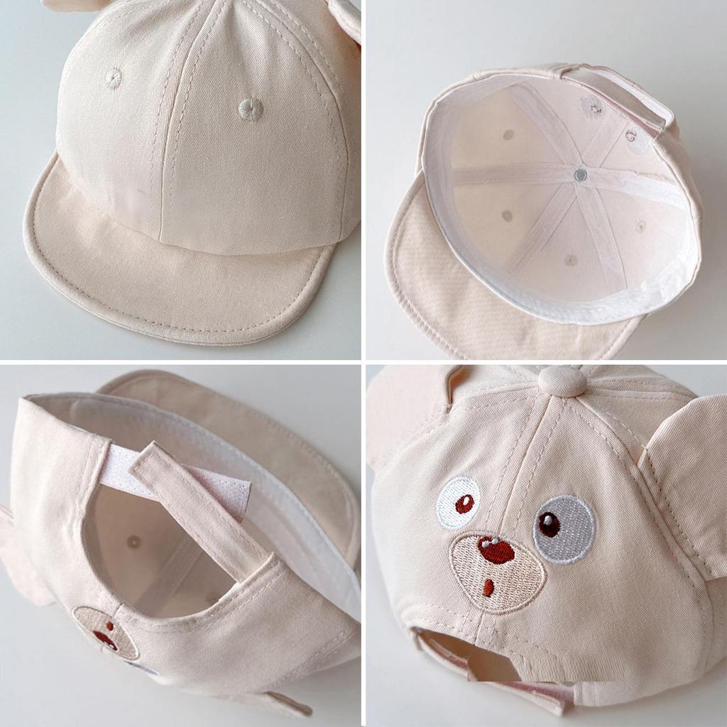 Cartoon Bear Ear Baby Baseball Cap Cute Solid Color Infant Peaked Hat Summer Cotton Kids Boy Girl Sun Visor Hats