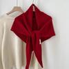 100% Pure Wool Women's Triangle Shawl: Knitted Scarf, Solid Color, High-End and Versatile Neck Warmer