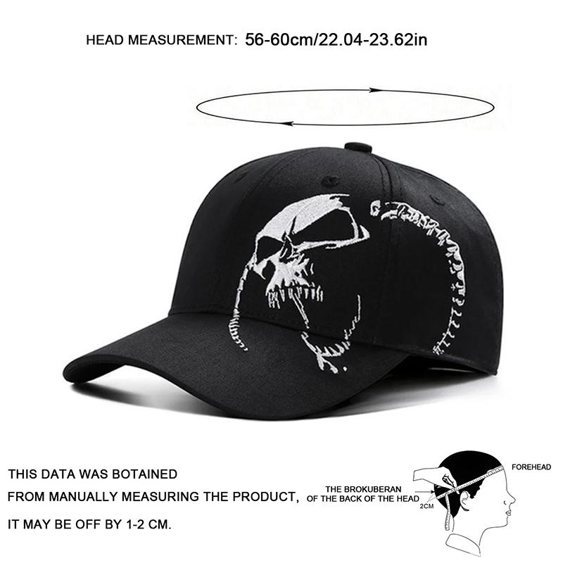 Unisex Side Skull Pattern Embroidery Baseball Caps Spring and Autumn Outdoor Adjustable Casual Hats Sunscreen Hat