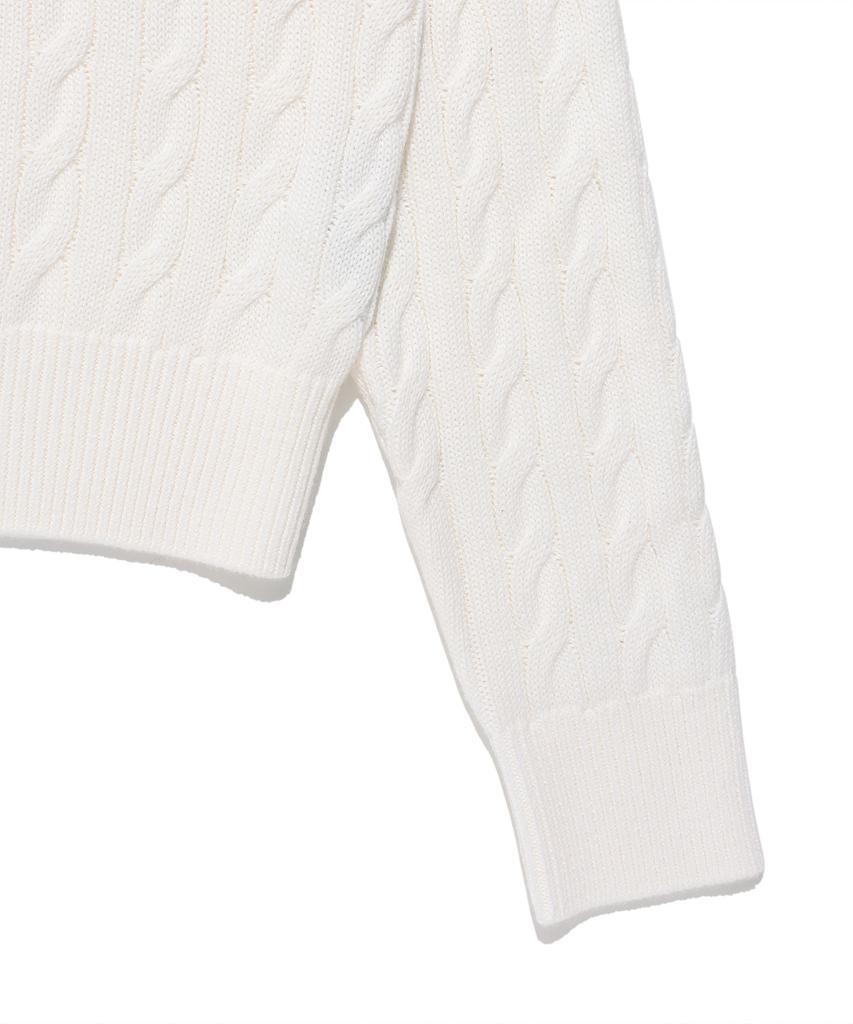 WACKY WILLY Women'S Cable Open Collar Pullover Cream