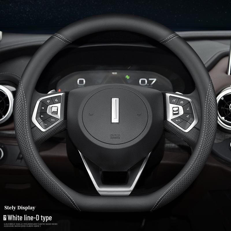Genuine Leather Steering Wheel Cover for Great Wall WEY VV7S P8 VV6 VV5 VV7 - Ultra-thin Design