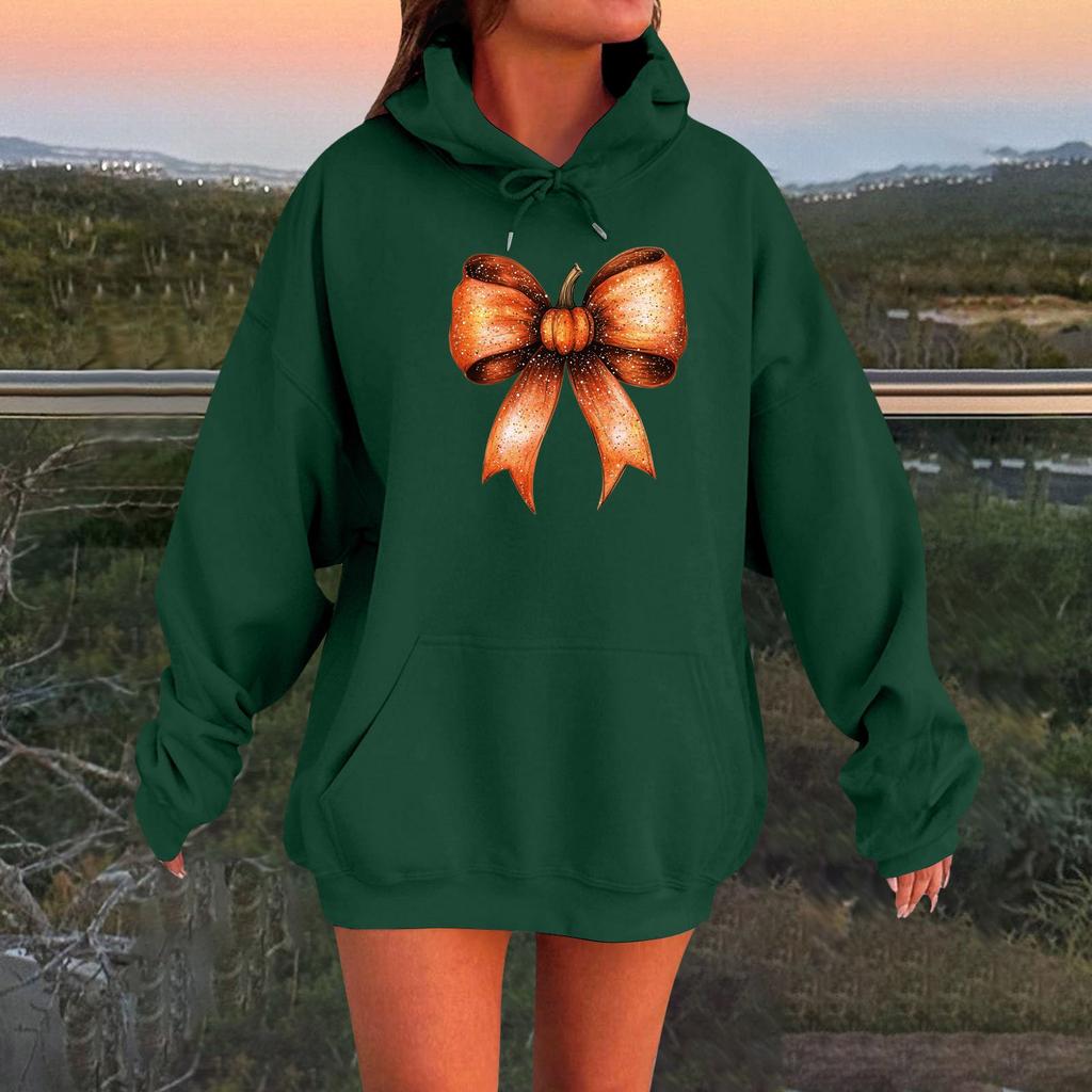 Women's Long-sleeved  Oversized Dropped Shoulder Sleeves Women's Hooded Halloween Print Plush Sweatshirt