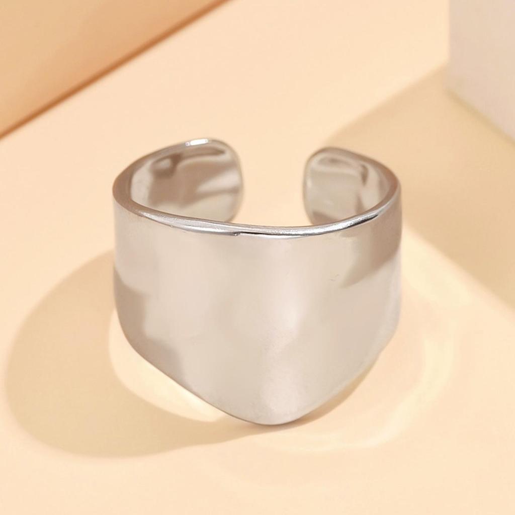 Stainless Steel Baroque Hammered Adjustable Open Ring