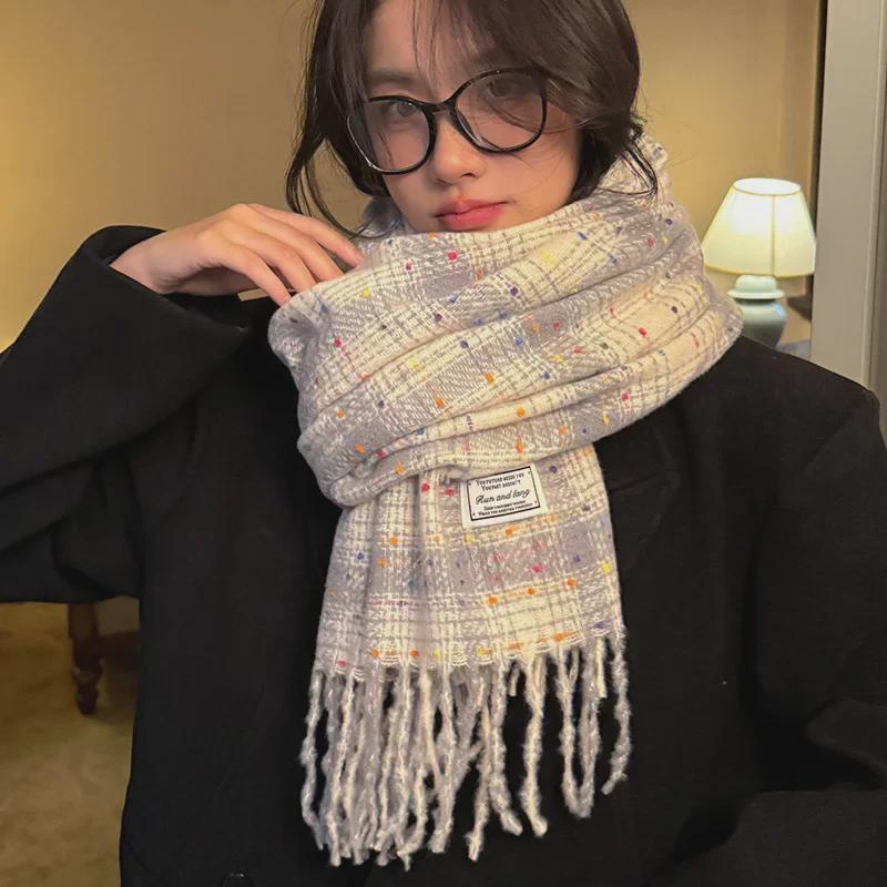 Korean Polka Dot Imitation Cashmere Scarf - 2024 Autumn/Winter Versatile Shawl & Neck Scarf for Women