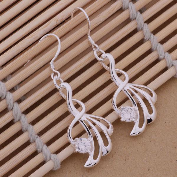 925 Sterling Silver Plated Korean Style Rhinestone Stud Earrings Jewelry