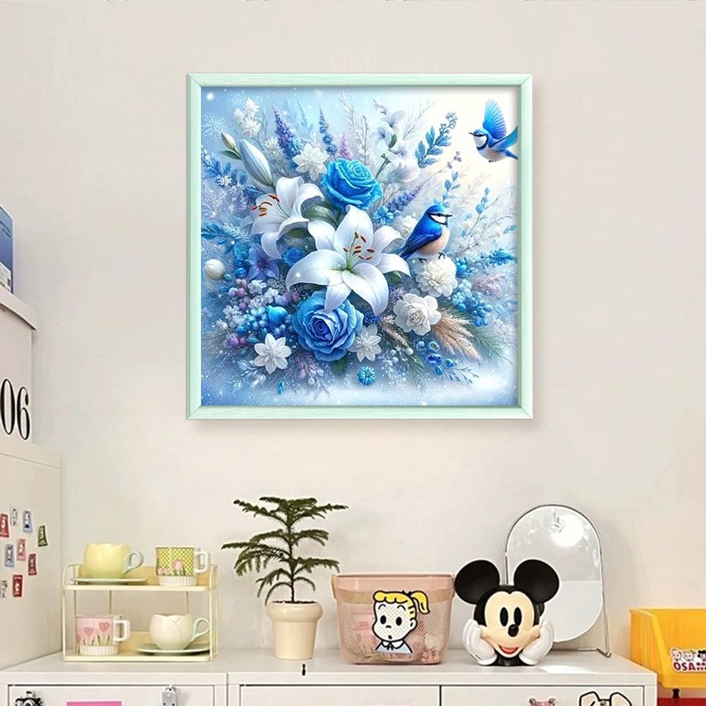 1 Set Full Embroidery Cotton Thread 11CT Printed Fantasy Flowers Cross Stitch Kits DIY Arts Ornament Home Decorations 40x40cm