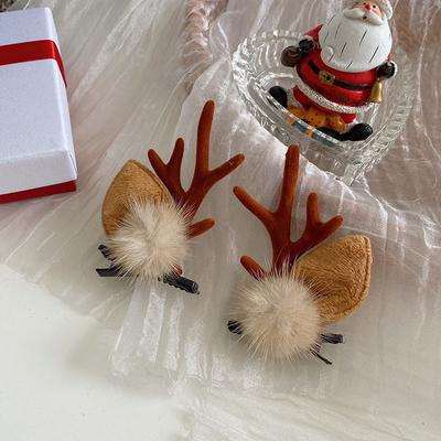 1 Pair Christmas Hair Pin Children Barrettes Bow Deer Ear New Year Hair Clip Kids Christmas Headwear Girls Kids Hair Accessories