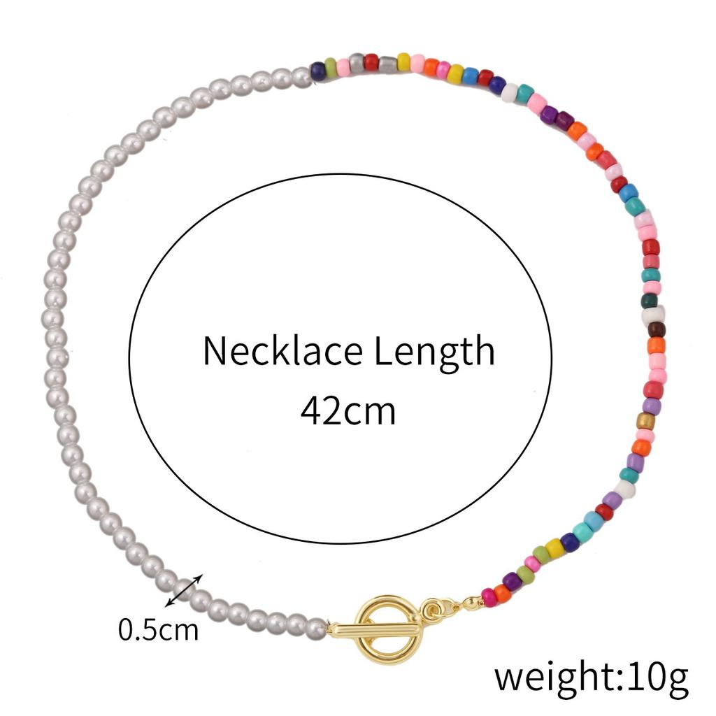 Necklace for Women Accessories Collarbone Necklace Women Hundreds of Bohemian Style Handmade Colorful Rice Beads Beaded Necklace Elegant Necklace