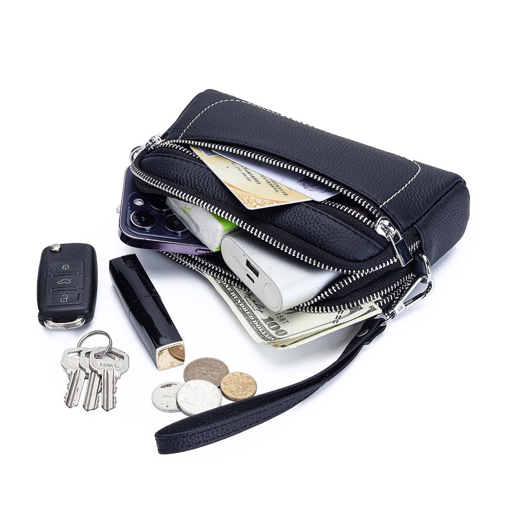 Exquisite Lock Design Women's Crossbody Bag - Premium Cowhide, Double Compartment Clutch