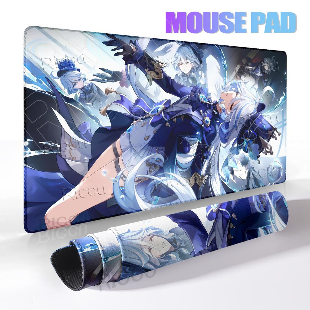 Kawaii Anime Girl Extended Mousepad Furina Genshin Impact PC Professional Desk Mats Non-slip Gamer Aesthetics Table Pad XXL Rugs
