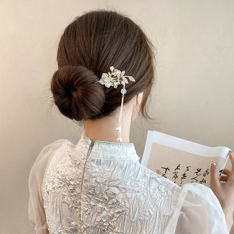 Lily of the valley ancient style walking hairpin high sense classical pearl hanfu hairpin hairpin summer cheongsam disc hair hairpin