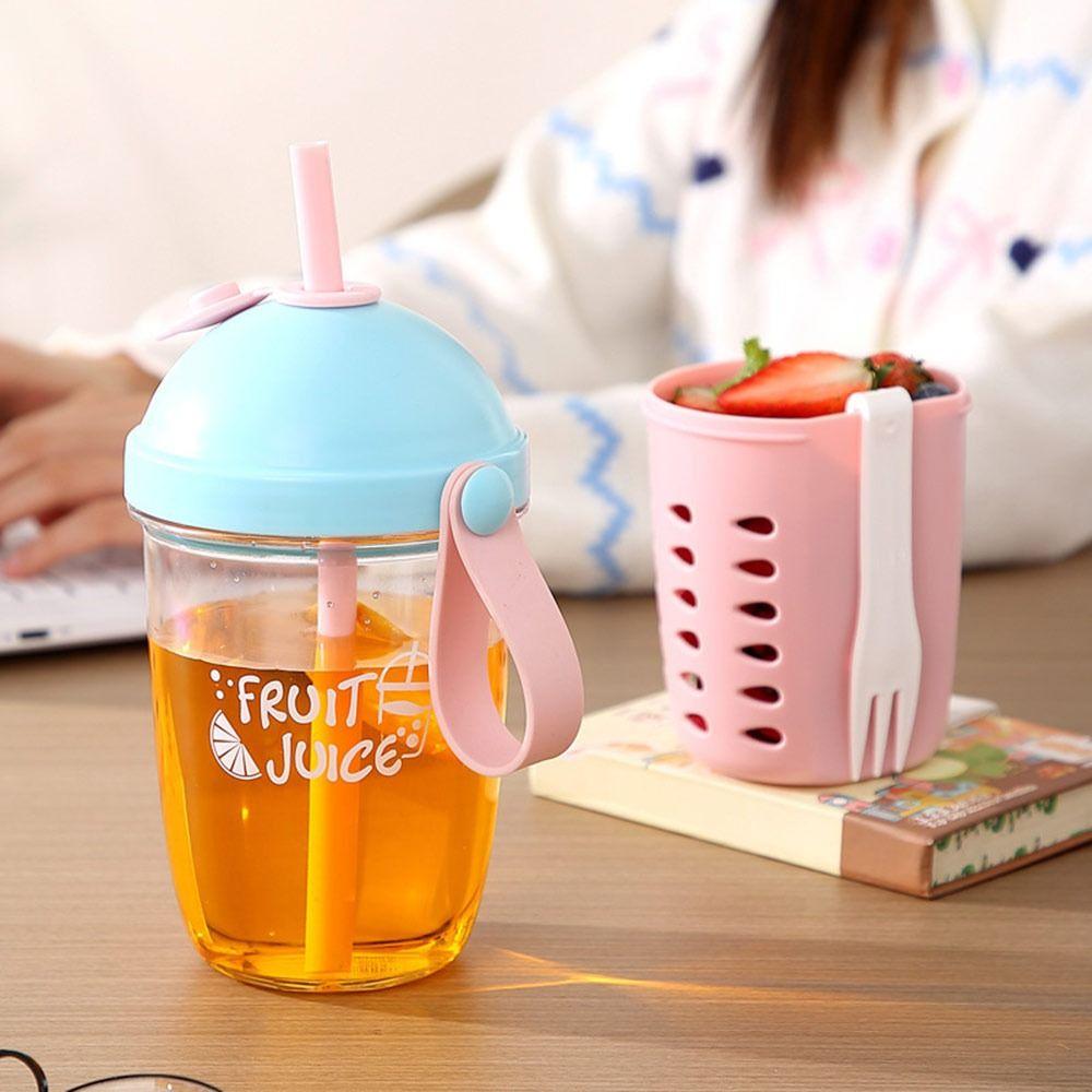 Double Wall Fruit Cup Leak Proof Breakfast Cup Multifunctional Salad Cup