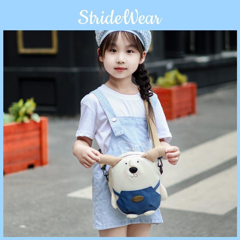 Nylon Children Girls Shoulder Dog Bag Breathable Fabric Trendy Cartoon Design