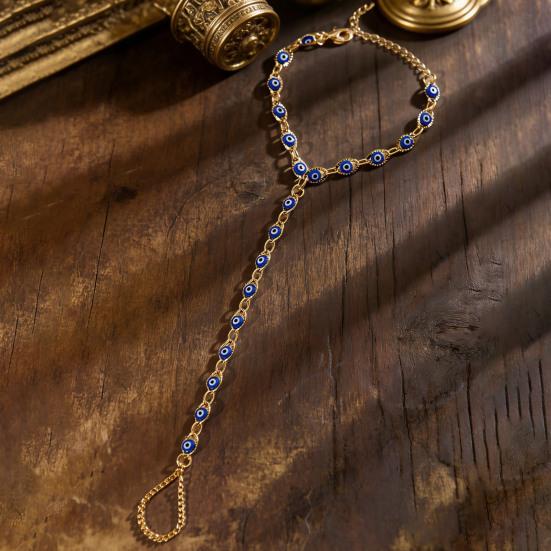 Bracelet High Saturation Dripping Glaze Blue White Eye Shape One-Piece Ring Integrated Design Bracelet Turkish Eye Symbol Bracelet