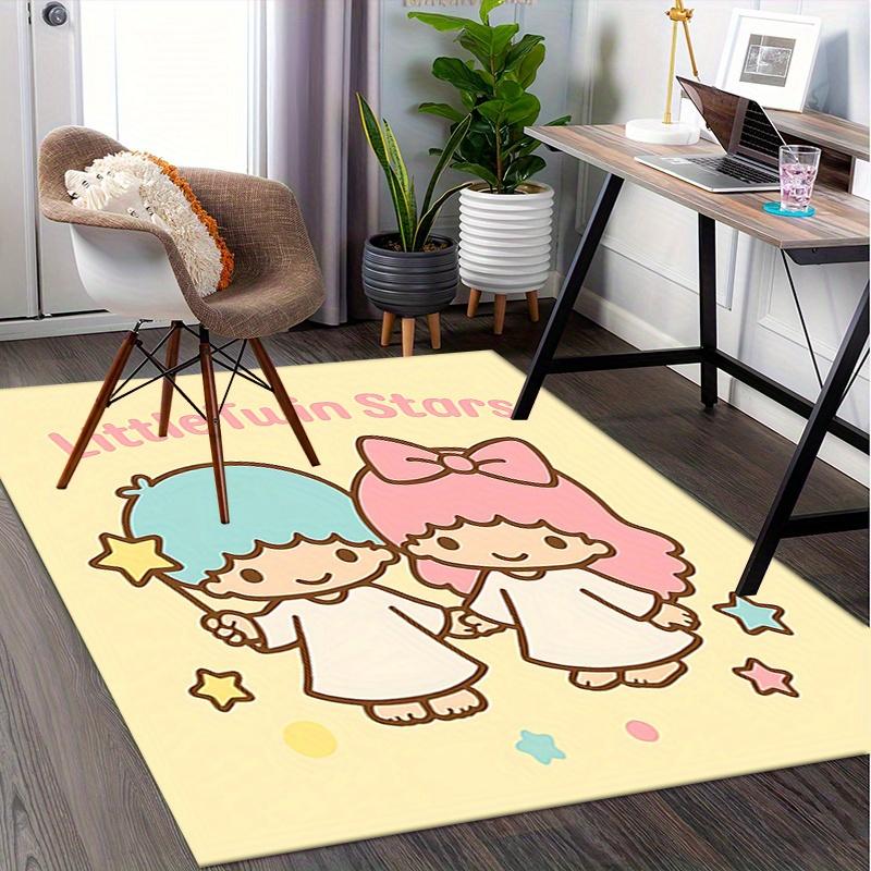 Office Rug Little Twin Stars, Anime Characters Anti-Slip Rug, Machine Washable for Living Room, Bedroom, Office, Multiple Sizes, Bedroom Mat, Decorati