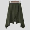 INCERUN Men Elastic Waist Irregular Layers Casual Loose Half Cuffed Pants
