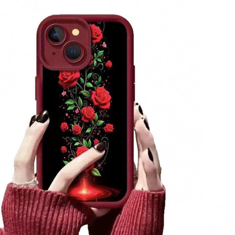Elegant Red Rose Phone Case for Apple 16/15/14 Pro/15 Pro Max/13/12 Models