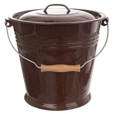 Enameled Food Milk Bucket With Lid, Brown 10 L