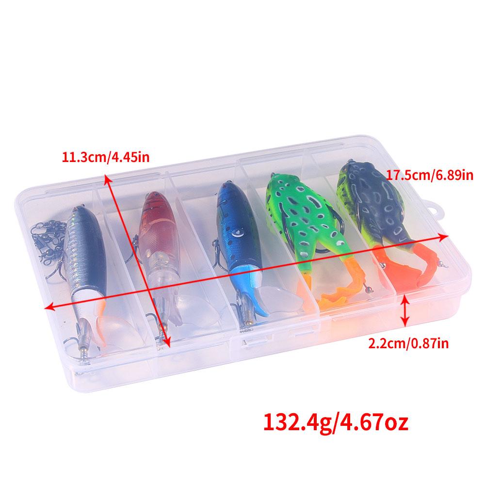 5 pezzi Esca Topwater Popper Elica Topwater Esca Artificiale Hard Crankbait Wobbler Coda Rotante Attrezzatura da Pesca