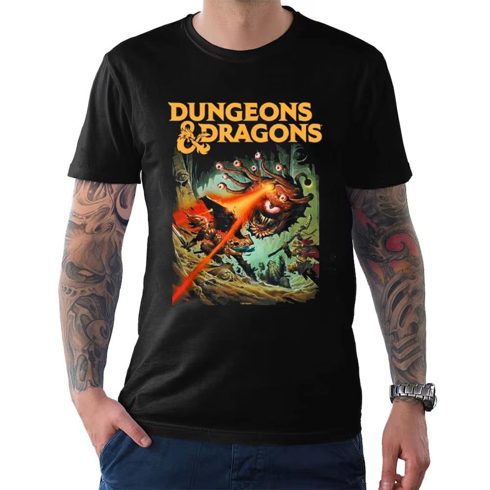 

Dungeons & Dragons Strike The Beholder Футболка Классическая RPG Игра Печатная Рубашка Мужская С Круглым Вырезом Хлопок Короткий Рукав Летняя Уличная Одежда S