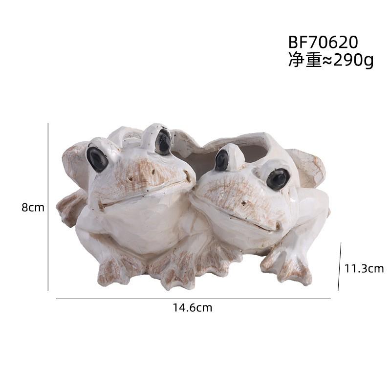 Resin Frog-Shaped Planter Indoor Outdoor Garden Micro Landscape Decorative Pot Creative Animal Figurine Frog-shaped Resin Planter
