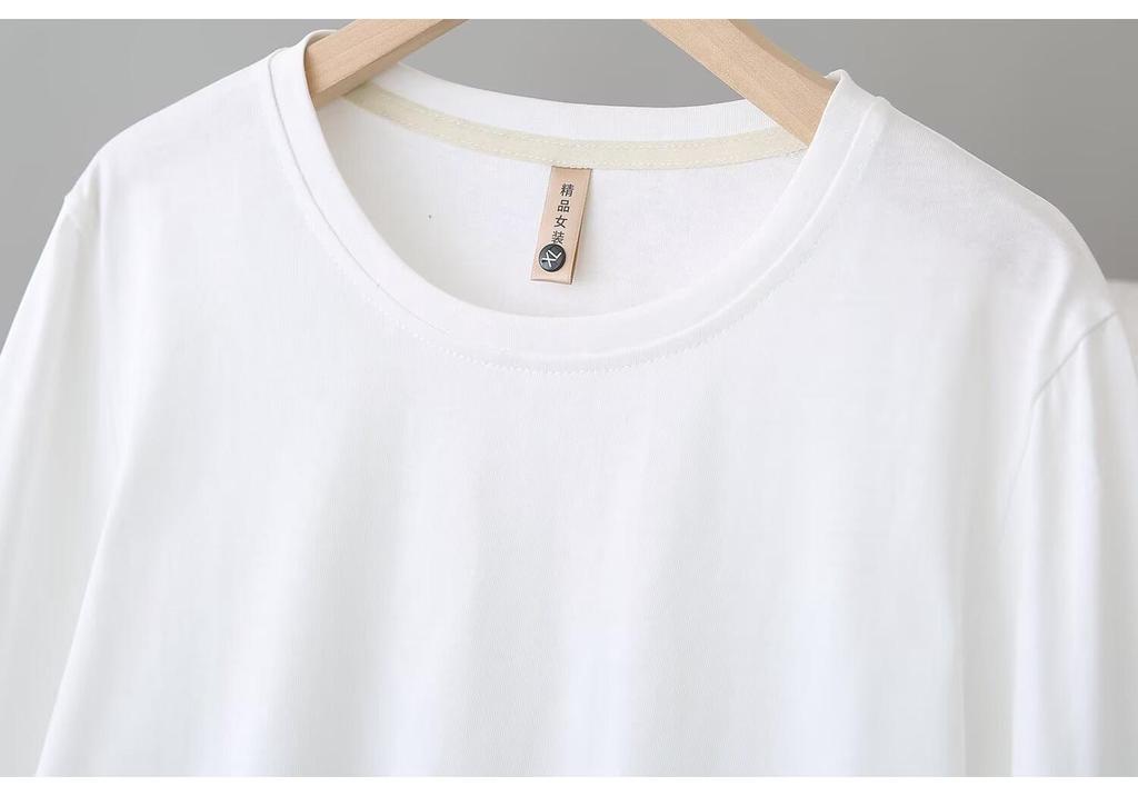 Frühling/Sommer 2026 Damen Plus Size Baumwoll-T-Shirt mit Sieben-Viertel-Ärmeln - Rundhals, Einfach, Vielseitig, Lässiges Oberteil