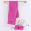 Extra Long 1.1m Pure Cotton Sports Towel with Embroidered Logo – Ideal for Gym, Running, Yoga, and Sweat Management