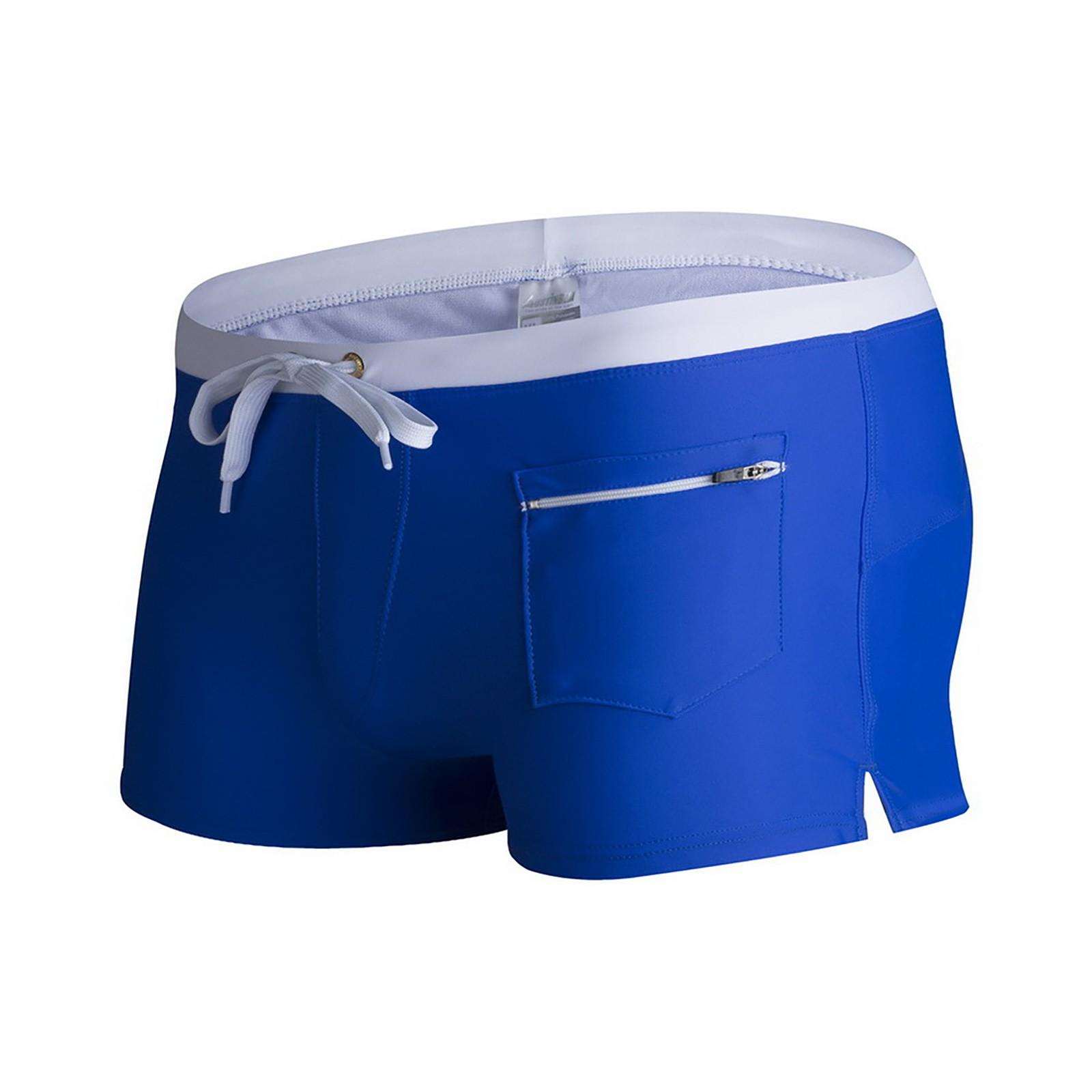 Men s Swim Trunks with Front Pocket Drawstring Waistband Quick Drying Lightweight Beachwear Swim Shorts for Swimming and Water Sports S синий