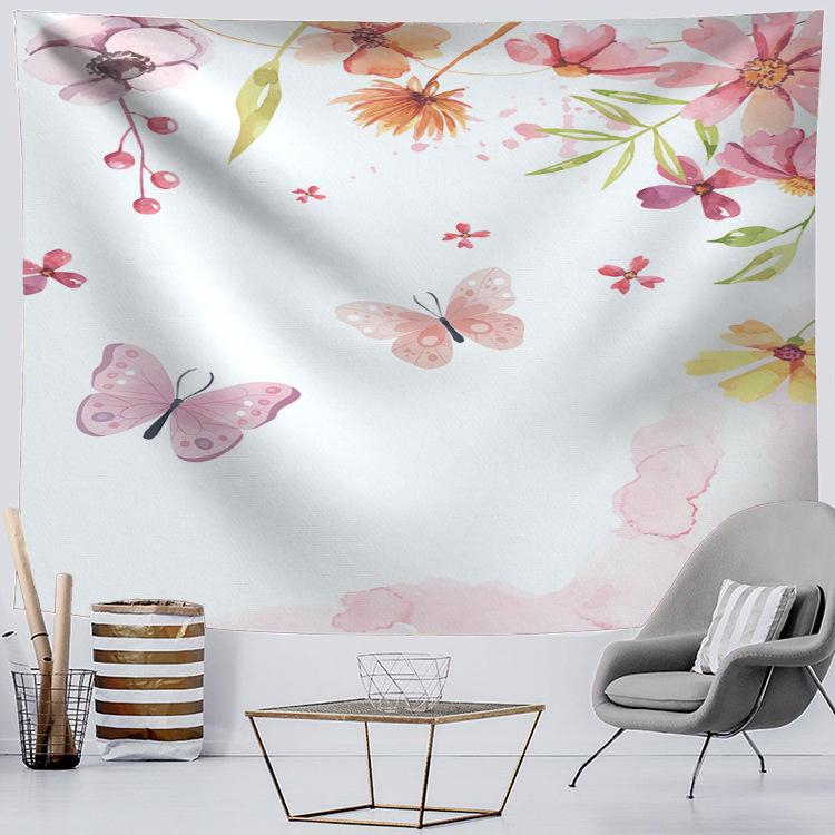 Świeży Kwiatowy Gobelin z Nadrukiem 3D Las Wodospad Krajobraz Wiszący na Ścianie Dom Tło Materiał Dekoracja Ogród Plakat na Zewnątrz