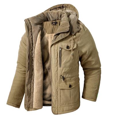 Parkas d'hiver en polaire pour hommes, vestes coupe-vent chaudes, manteau parka à capuche épais, doublure en fourrure, vêtements d'extérieur, veste rembourrée en coton décontractée