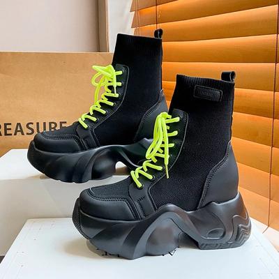 Fashion Spring Autumn Fashion Socks Boots for Women Soft-soled  Women's Platform Shoes Designer Increase Casual Elastic Boots Female