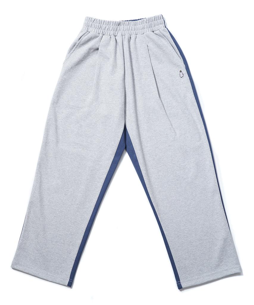 GAKKAI UNIONS One-Pleat Wide Sweat Mix Pants Gray/Navy