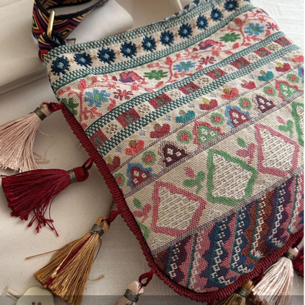 Cloth Ethnic Style Crossbody Bags Retro Bohemian Messenger Bag Tassel Shoulder Bag  Outdoor