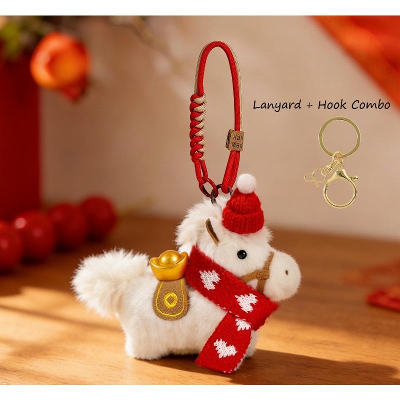 Adorable 2026 Year of The Horse Plush Doll Realistic Pony Figure Keychain Cute Soft Toy for New Year Gift & Decor
