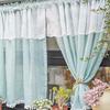 Light Blue Window Curtain in Soft Blue Durability Polyester for Kitchens and Cafe Elegant and Airflow Cafe Drapery