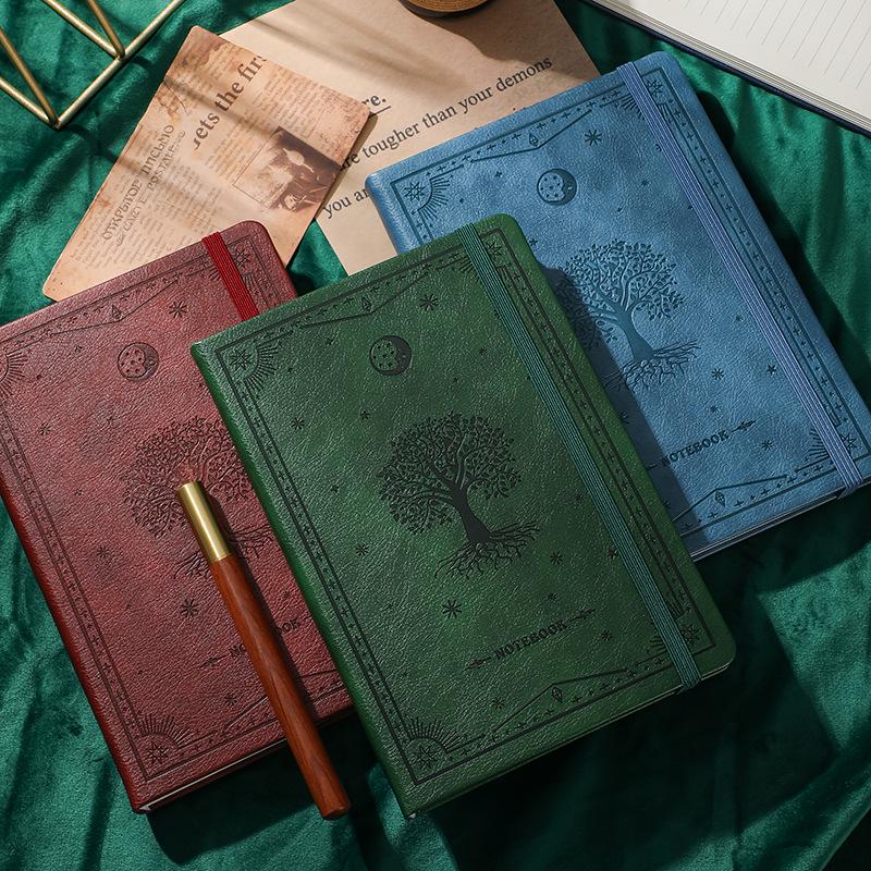 European Retro Student Diary with Custom Logo Embossed Leather Cover