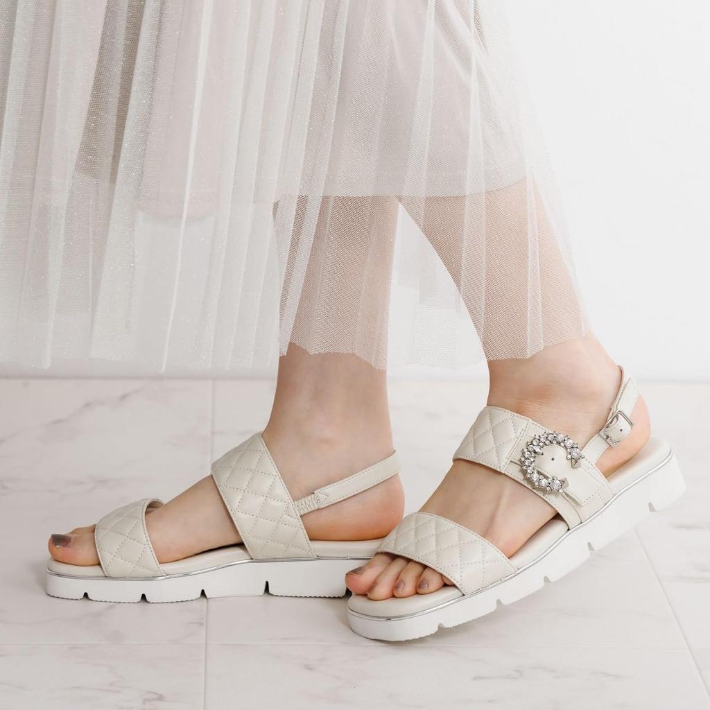 HIMIKO/Himiko/Quilted Jeweled Sandals/651216 Ivory 230