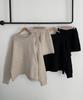 Baseukala [Set] Knit Sweatshirt+Half Pants Set-Up (2 Colors)