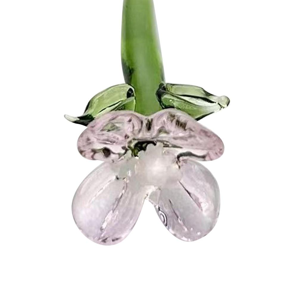Mini Glass Flower Collectible Ornament for Women Girls Desktop Birthday