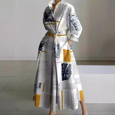 Robe élégante et stylée, ajustée à la taille, de couleur longue, à manches longues