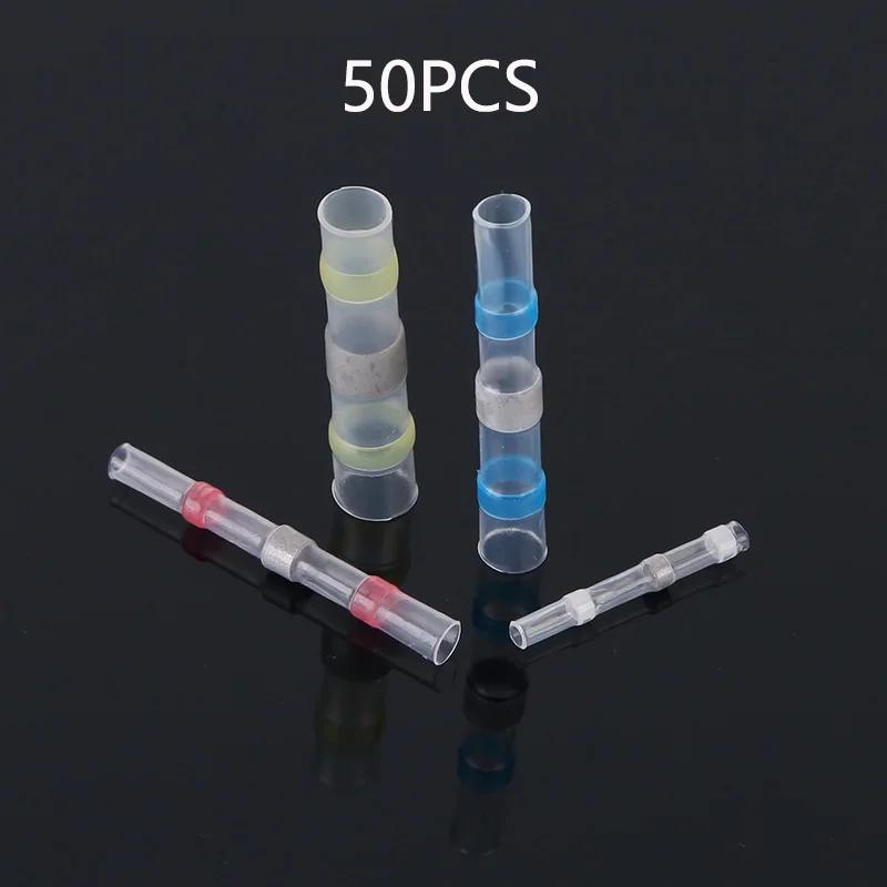 50PCS Heat-shrink Tubing Connectors Terminals Insulated Waterproof Solder Sleeve Tube Electrical Wire Connectors Assortment Kit