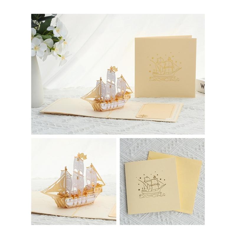 Sailboats Themed Greeting Card Set With Elegant Gold Foils Detailing Thank You Card Ideal For Celebration And Event