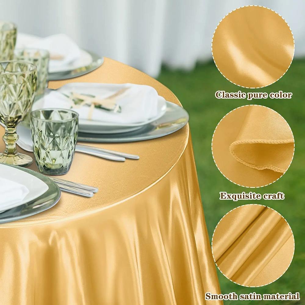 Smooth Round Satin Tablecloth Imitation Silk Table Decoration Luxurious Table Cover  Wedding