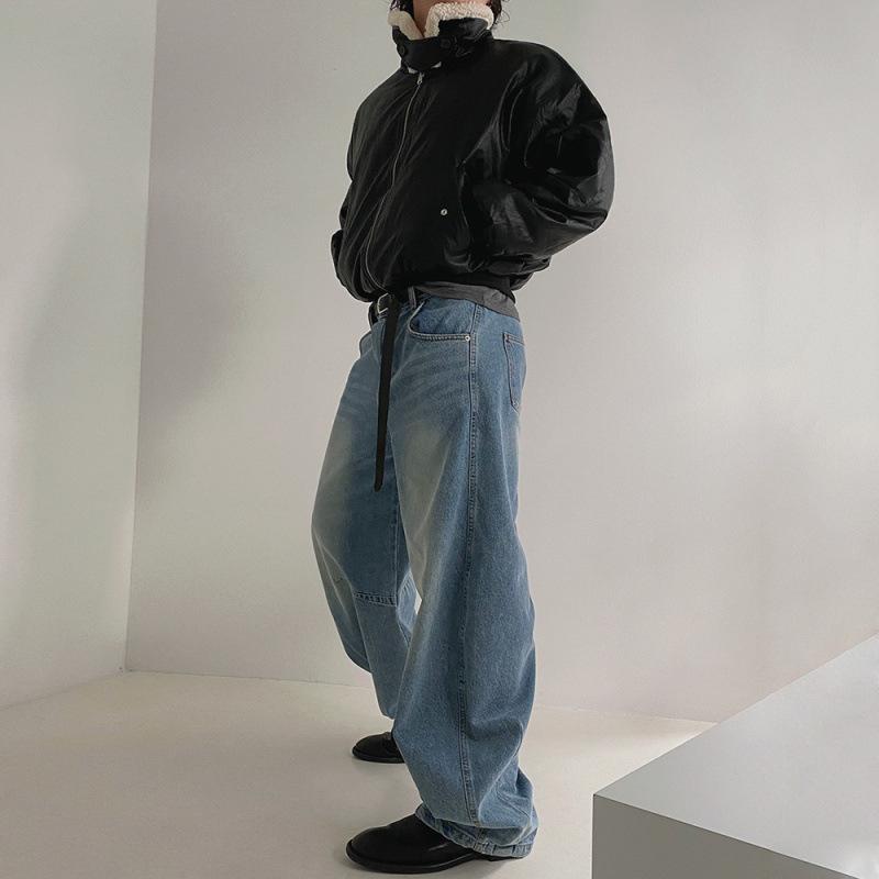 Lammfell PU Leder Kurzer Baumwollmantel Herren Winter Revers Warmer Baumwollmantel Koreanischer Stil Trendige Lederjacke