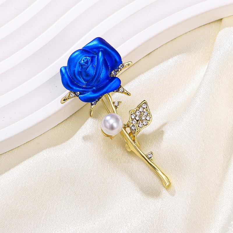 Diamond Studded, Rose Brooch, Simple, Elegant, Dripping Oil, Chest Flower, Fashionable Design Sense, Clothing Flower Accessories