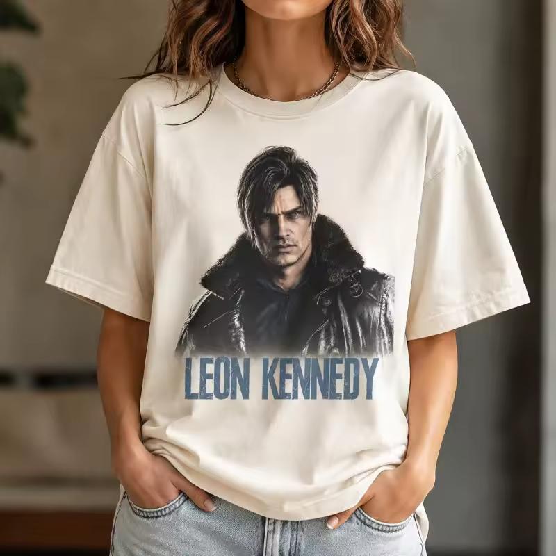 Leon Kennedy Vintage Shirt, Resident Evil Women's T-shirt, Summer New Unisex High Street T-shirt