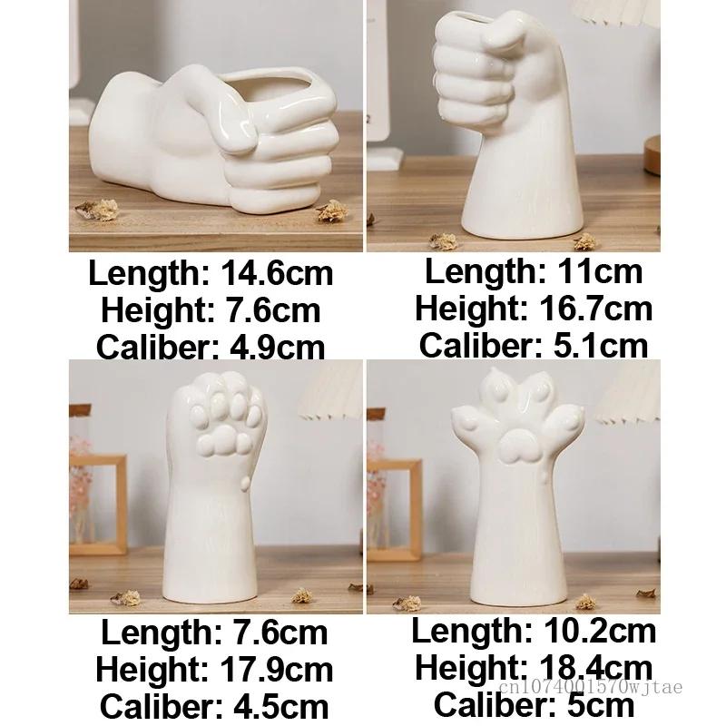 Europäische Kreative Handförmige Keramikvase, Katzenkrallen, Wohnzimmer, Schlafzimmer, Büro, Esszimmer, Schreibtisch-Kunstdekorationen, 1 Stück