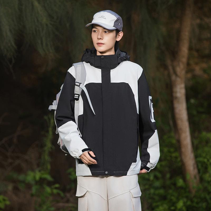 Unisex Colorblock Windbreaker: Detachable, Waterproof, Windproof, Customizable Print